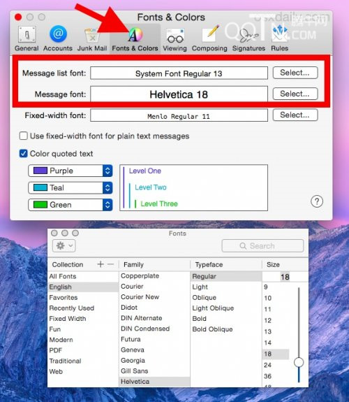 怎麼更改Mac中的郵件字體大小 三聯
