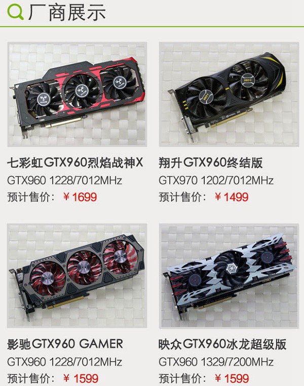 GTX960顯卡價格