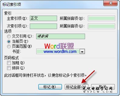 Word文檔標記索引項