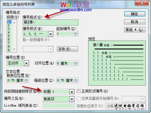 自定義多級符號列表