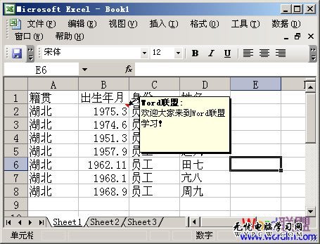 鼠標放到該單元格自動顯示