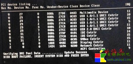 電腦開機提示PCI device listing Bus No Device No Func問題截圖