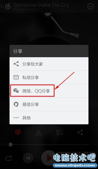 網易雲音樂為微信QQ分享