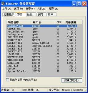 windows任務管理器中哪些進程是系統進程？