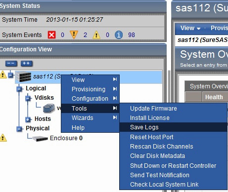 SURE SAS112 管理界面收集日志的方法 三聯