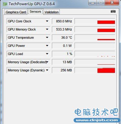 GPU-Z還可以檢測顯卡溫度