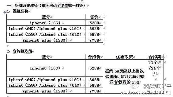 移動版iPhone 6合約怎麼樣 三聯