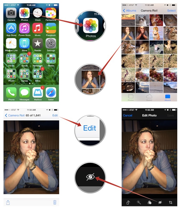 iPhone如何一鍵修復紅眼照片 三聯