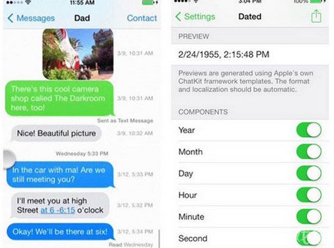 Dated顯示iMessage短信應用時間戳詳情 三聯