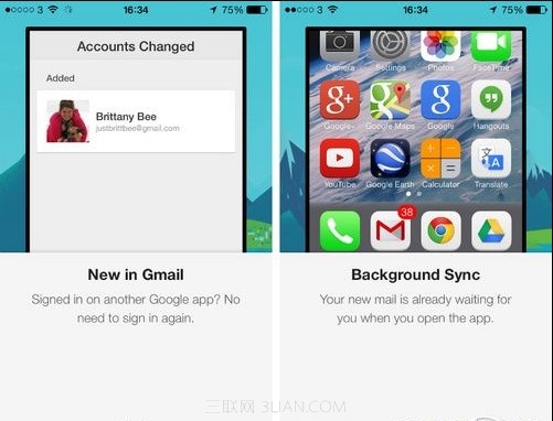 iOS版Gmail新添後台刷新和一鍵登錄 三聯