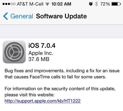 蘋果發布iOS 7.0.4修復FaceTime通話失敗 三聯