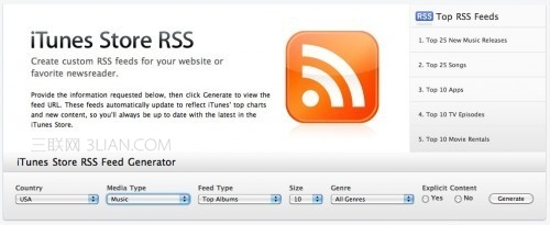 iTunes Store RSS 源生成器 三聯