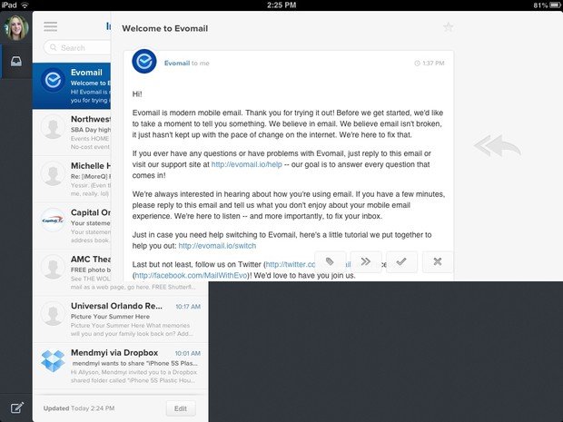 iOS應用Evomail 手勢操作管理郵件更方便