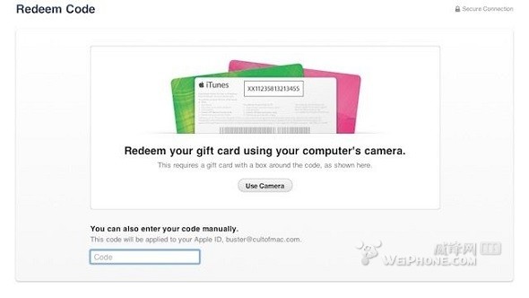 iTunes11攝像頭可識別禮品卡 三聯