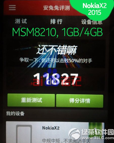 諾基亞x2跑分多少？nokia x2安兔兔跑分1