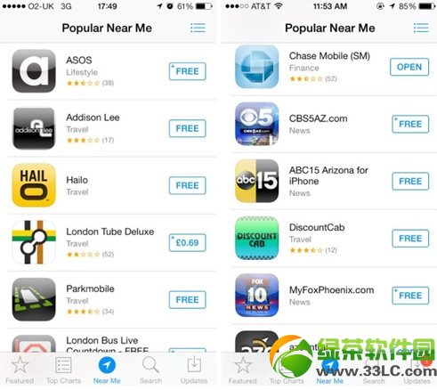 iOS7新增Near Me功能 可查看App Store附近流行應用1