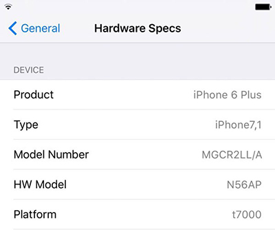 iPhone6s越獄後查看硬件規格方法