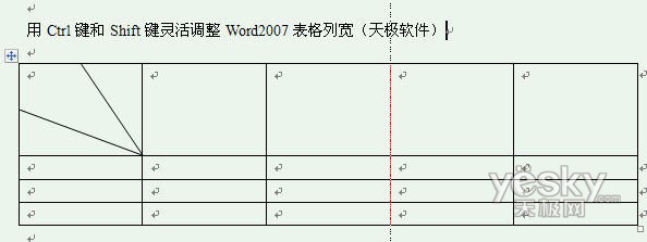 用Ctrl鍵和Shift鍵靈活調整Word2007表格列寬