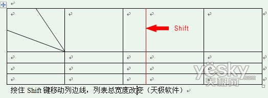 用Ctrl鍵和Shift鍵靈活調整Word2007表格列寬