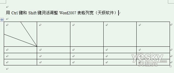 用Ctrl鍵和Shift鍵靈活調整Word2007表格列寬