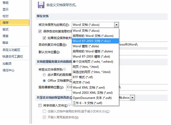 Word 2010的自定義設置