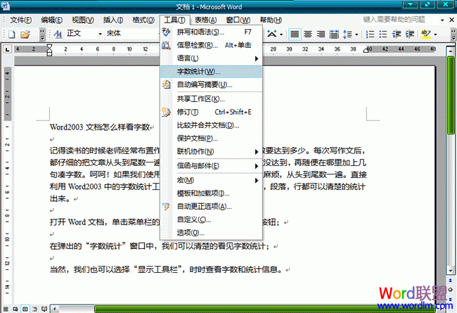 Word2003文檔怎麼樣看字數