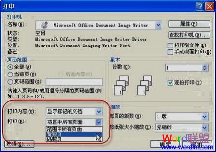 Word2003文檔打印奇數頁或偶數頁