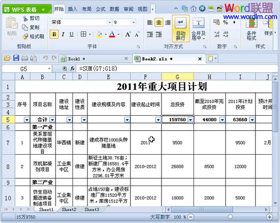 WPS表格中實現分類快速求和方法