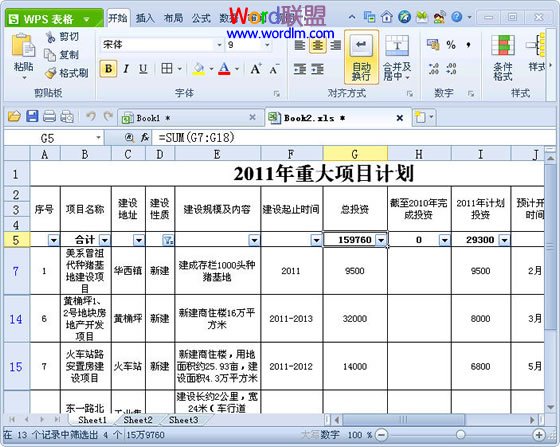 WPS表格中實現分類快速求和方法