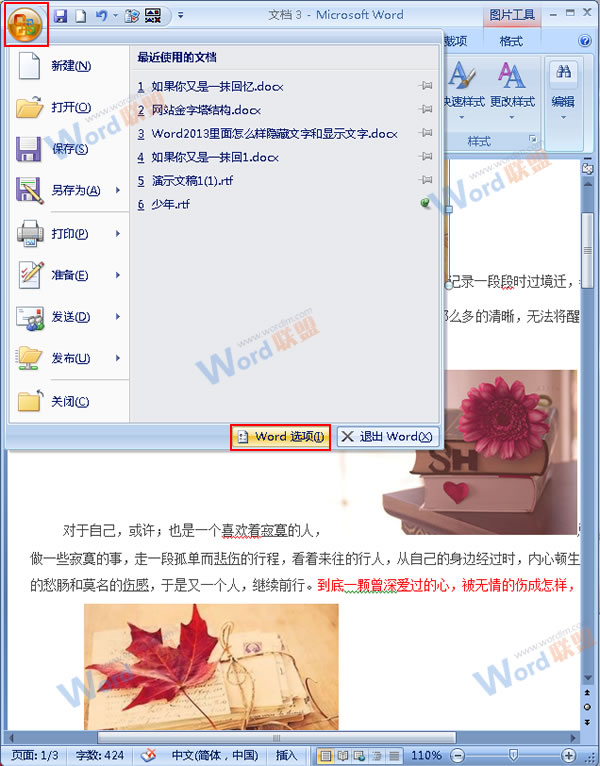 Word2007如何通過隱藏圖片來提高浏覽速度？ 三聯