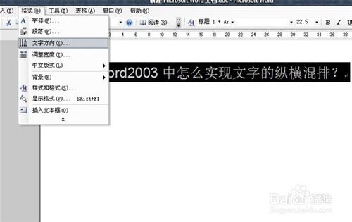 word2003中怎麼實現文字的縱橫混排？