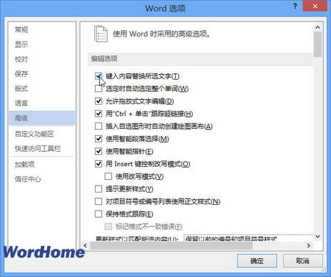 word2013鍵入內容替換所選文字