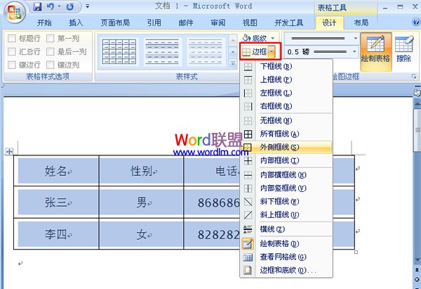 選擇你需要制作成雙線的區域