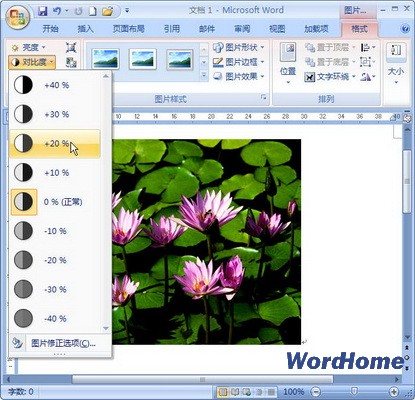 Word 2007技巧：設置圖片對比度 三聯