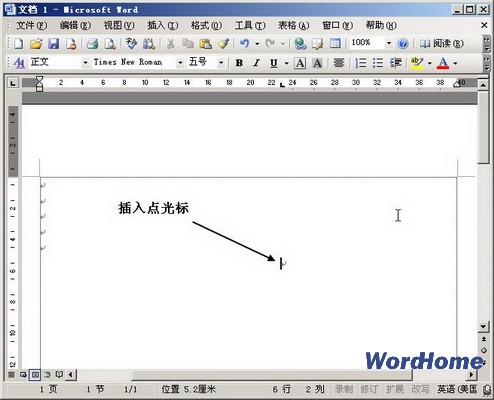 在Word 2003文檔窗口中定位插入點光標位置 三聯