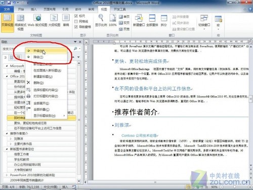 Office2010:用文檔導航窗格控制結構 