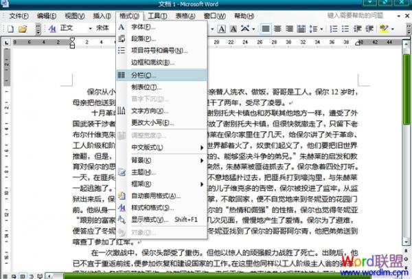 Word2003文檔中怎麼分欄 三聯