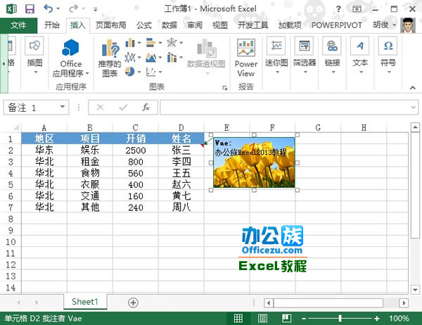 Excel2013中如何插入圖片批注