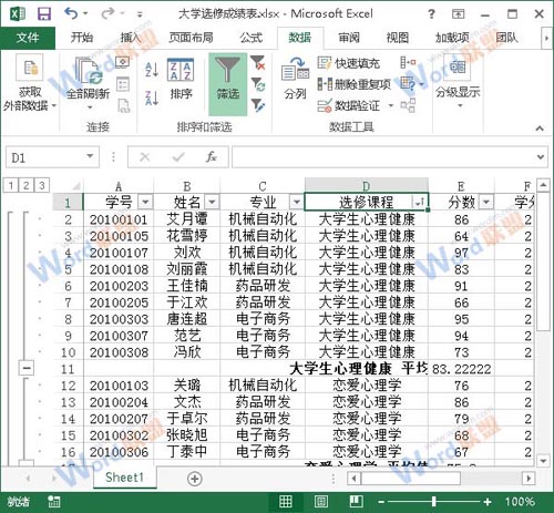 分類匯總效果