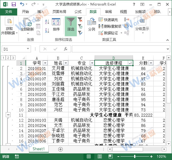 分類匯總效果