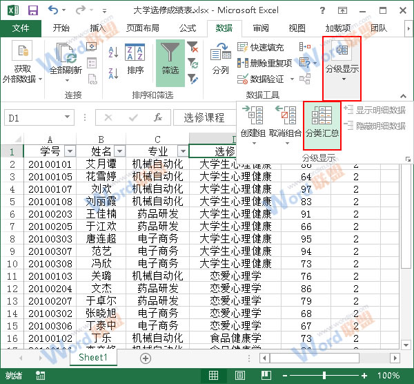 選擇分類匯總