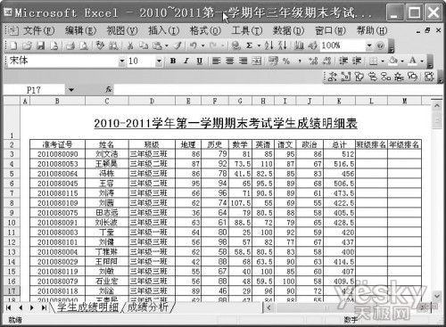 巧用Excel公式統計和分析學生考試成績