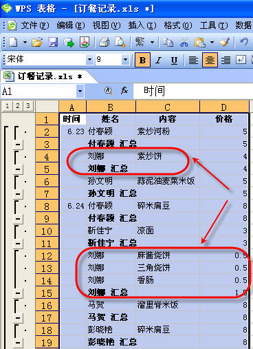 WPS表格數據分類匯總設置