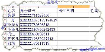 在wps表格中輸入身份證號