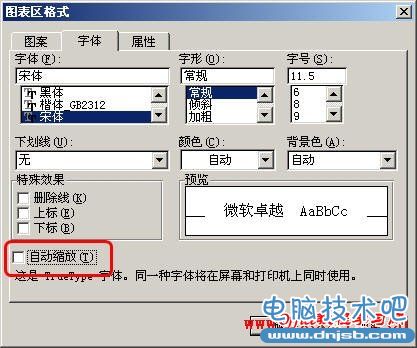 Excel2003圖表中文字的自動縮放功能開啟和關閉的方法