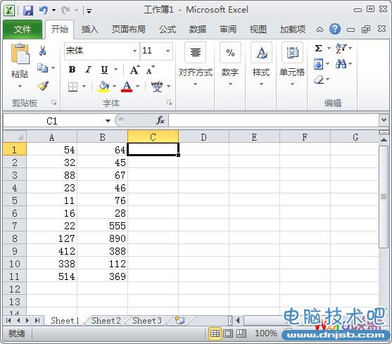 光標定位在C1單元格中