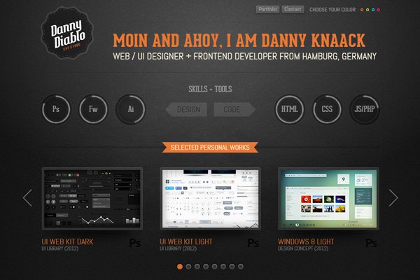 danny knaack dark portfolio texture website