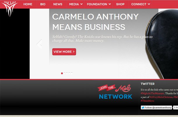 carmelo anthony professional basketball player website