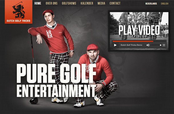 dutch golf tricks website layout homepage