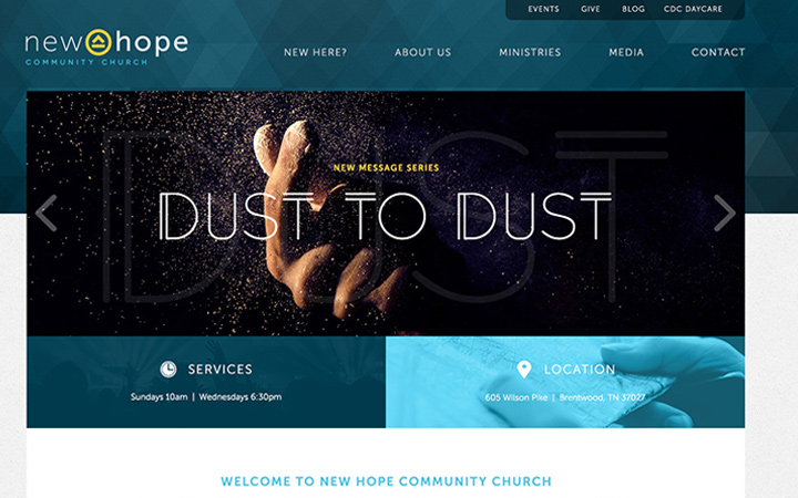 church web design homepage nashville tn